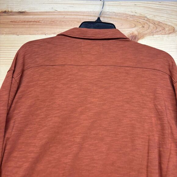 Lucky Brand Shirt Large Orange Button Up Knit Long Sleeve - Picture 10 of 11